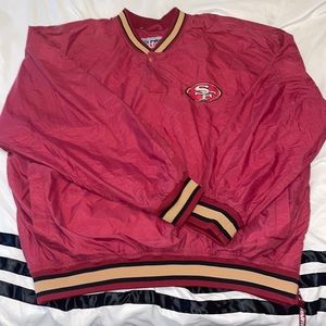 Vintage San Francisco 49ers Red Pullover Wind breaker. Size Large